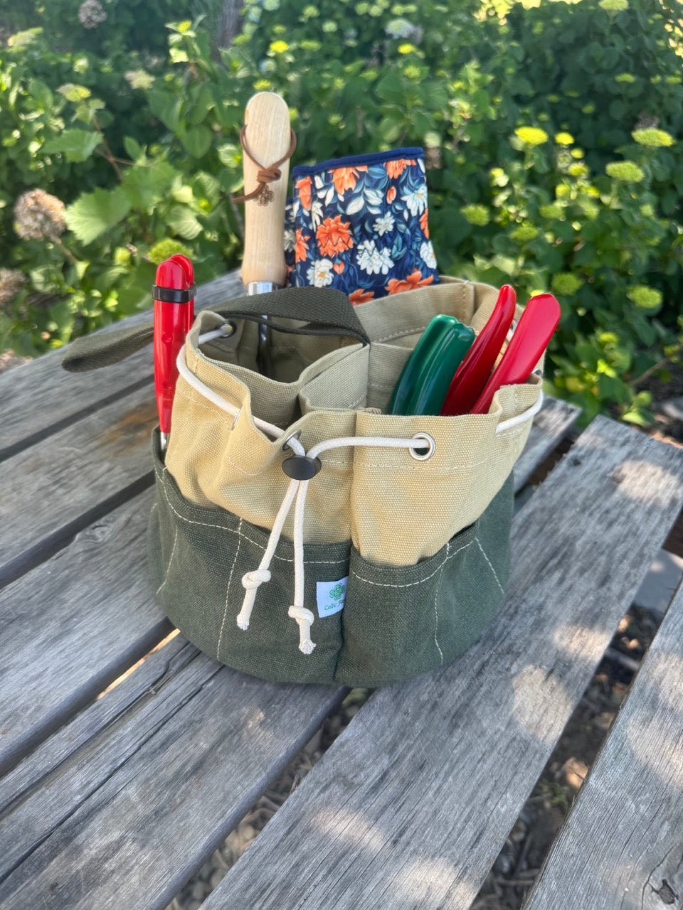 Waxed Canvas Garden Bucket Organizer