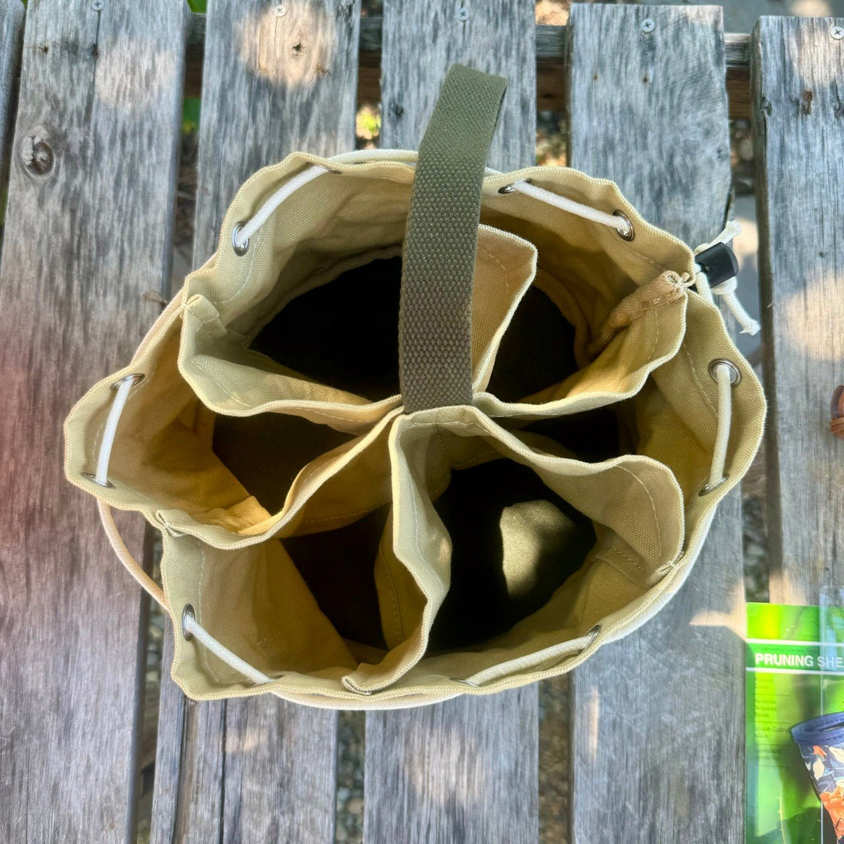 Waxed Canvas Garden Bucket Organizer