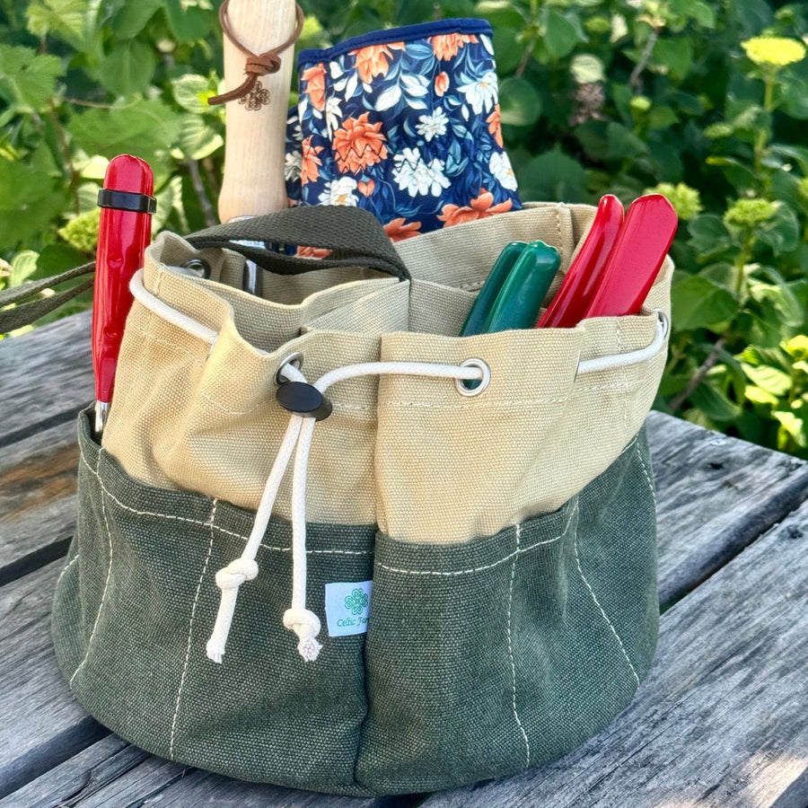 Waxed Canvas Garden Bucket Organizer