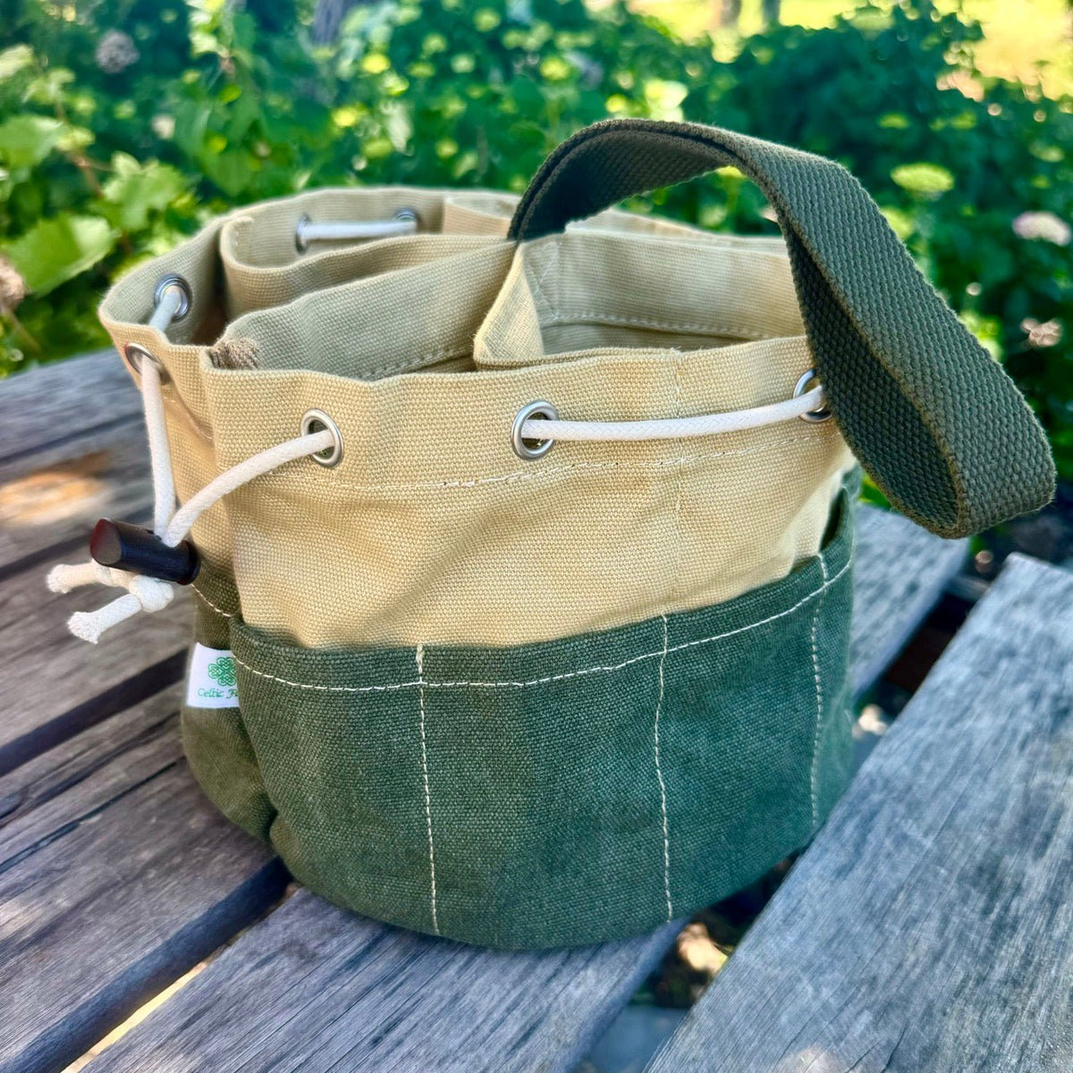 Waxed Canvas Garden Bucket Organizer
