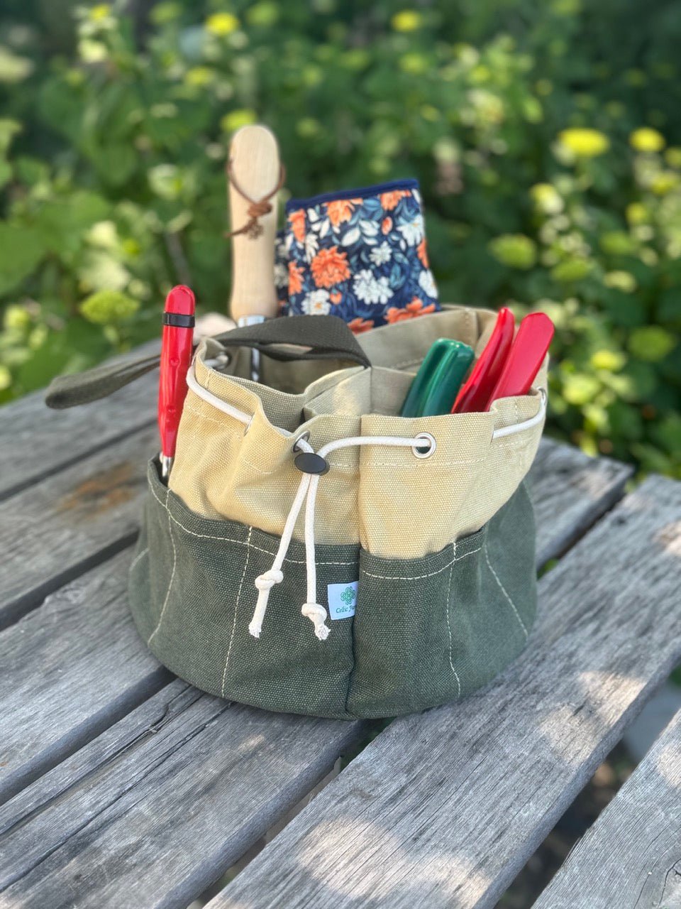 Waxed Canvas Garden Bucket Organizer